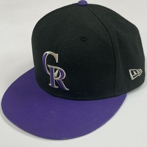 New Era Colorado Rockies MLB Fitted Hat 7 1/2 59fifty Baseball Purple Black